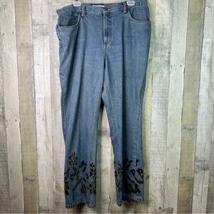 Faded Glory Bootcut Size 18 W/Felted Flowers & Embellishments Blue Denim Jeans
